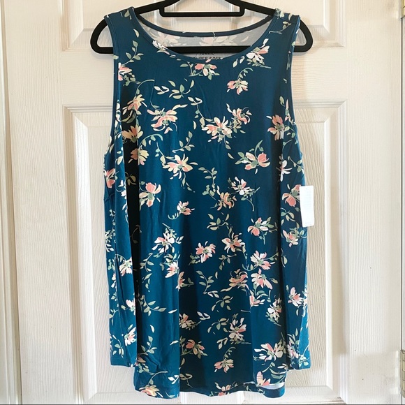 NWT TORRID Teal Floral Super Soft Crew Tank - Picture 6 of 10